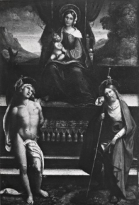 Madonna and Child enthroned with the saints Sebastian and Roch